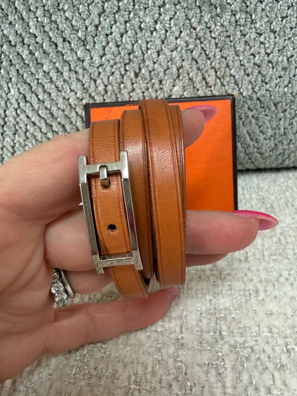 Hermes wrap leather bracelet
